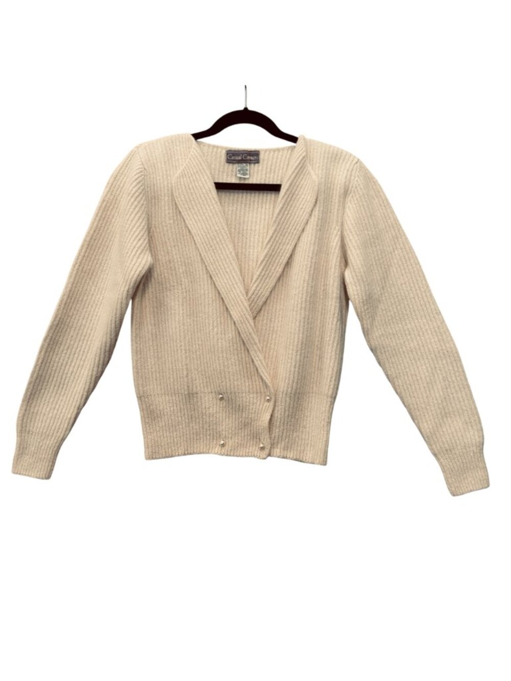Vintage 90s Cropped Shawl Collar Silk Angora Sweater Size M Wrap Front Hong Kong - Picture 6 of 6